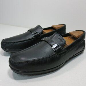 Geox Respira Strap Buckle Leather Casual Dress Driver Moccasins Shoes Sz 45